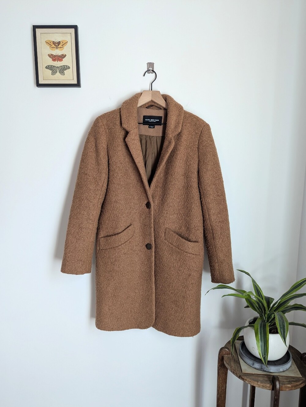 Marc New York Brown Teddy Coat with Notch Collar